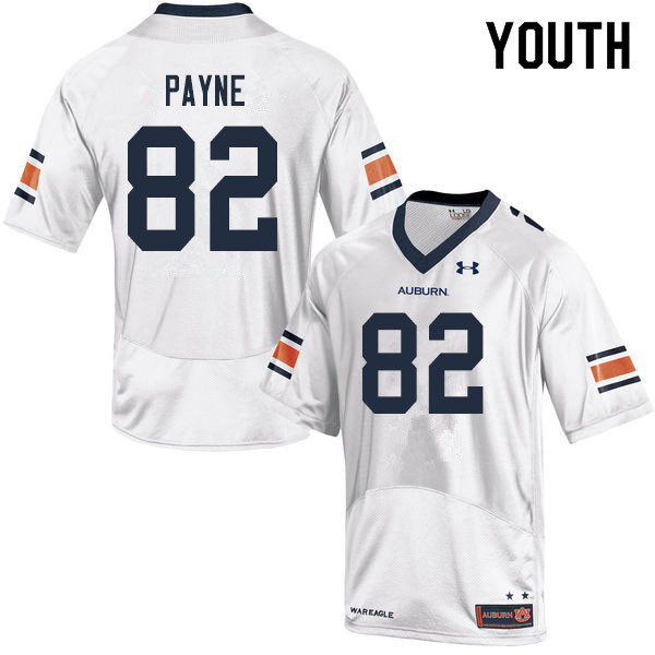 Auburn Tigers Youth Cameron Payne #82 White Under Armour Stitched College 2019 NCAA Authentic Football Jersey RUS5674KT